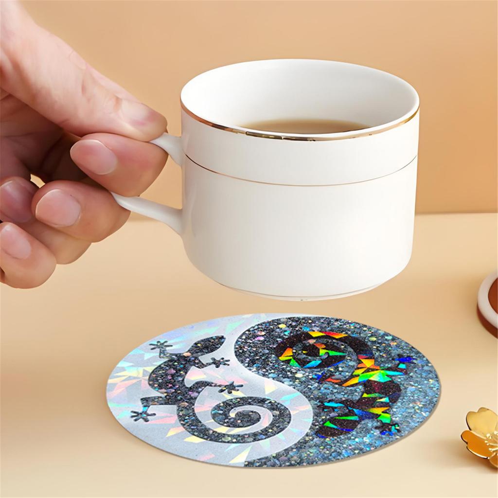 Форма для силиконовой подставки под стакан с рисунком геккона, восемь диаграмм, форма для подставки под стакан из смолы для создания индивидуальных эпоксидных художественных творений