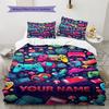 Name Custom Gamer Pattern Bedding Set Quilt Cover Pillowcase Home Decor Gift (1 * duvet cover + 2 * pillowcase, without core)