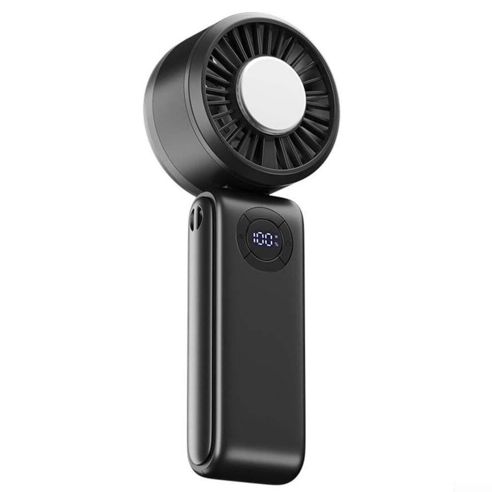 Portable Handheld Fan with Semiconductor Cooling, USB Rechargeable, Foldable, Digital Display, Black