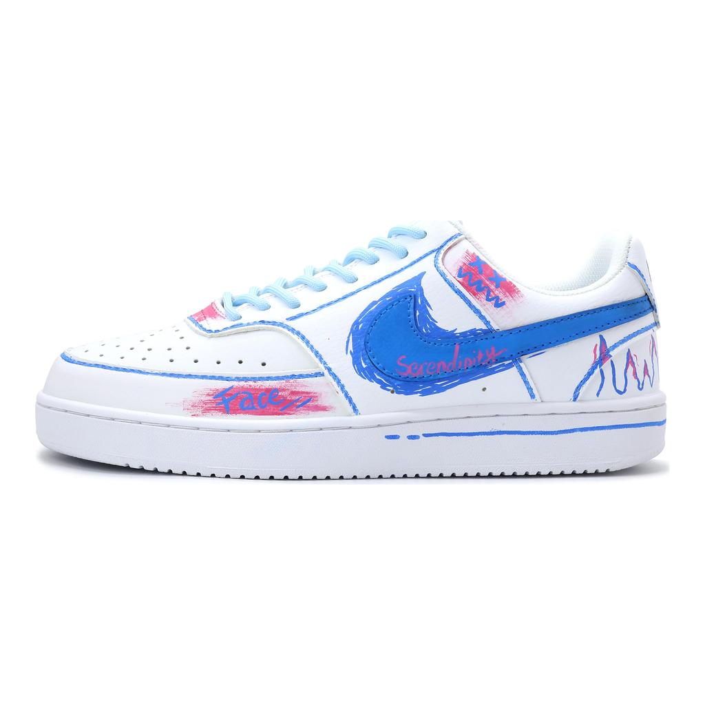 Nike Court Vision 1 Electronic Toys, Sweetheart, Street PU Low top Skateboard Shoes Unisex White Blue DH2987-101(team1925)