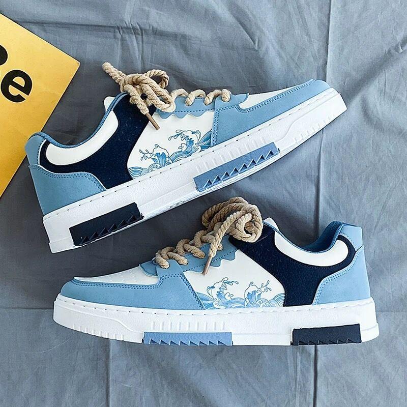 Men Sneakers Trend Casual Skateboard Shoes for Men New Soft Sole Stitching Platform Student Shoes Low Top Tenis Masculino