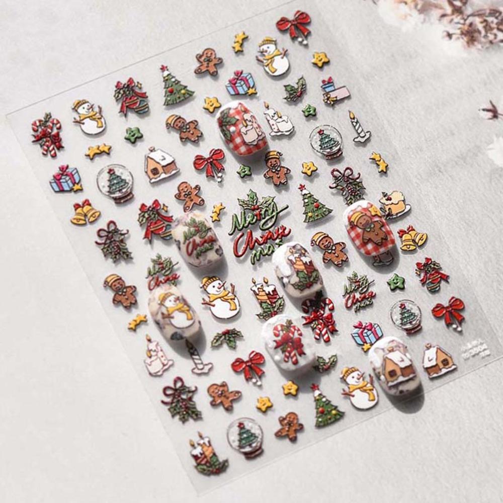 Embossed Stickers Christmas Nail Decals Christmas Nail Charms Christmas Nail Decorations  Winter
