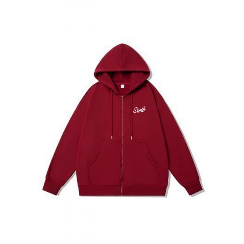 Unisex Slamble Print Loose Casual Zipper Hoodie