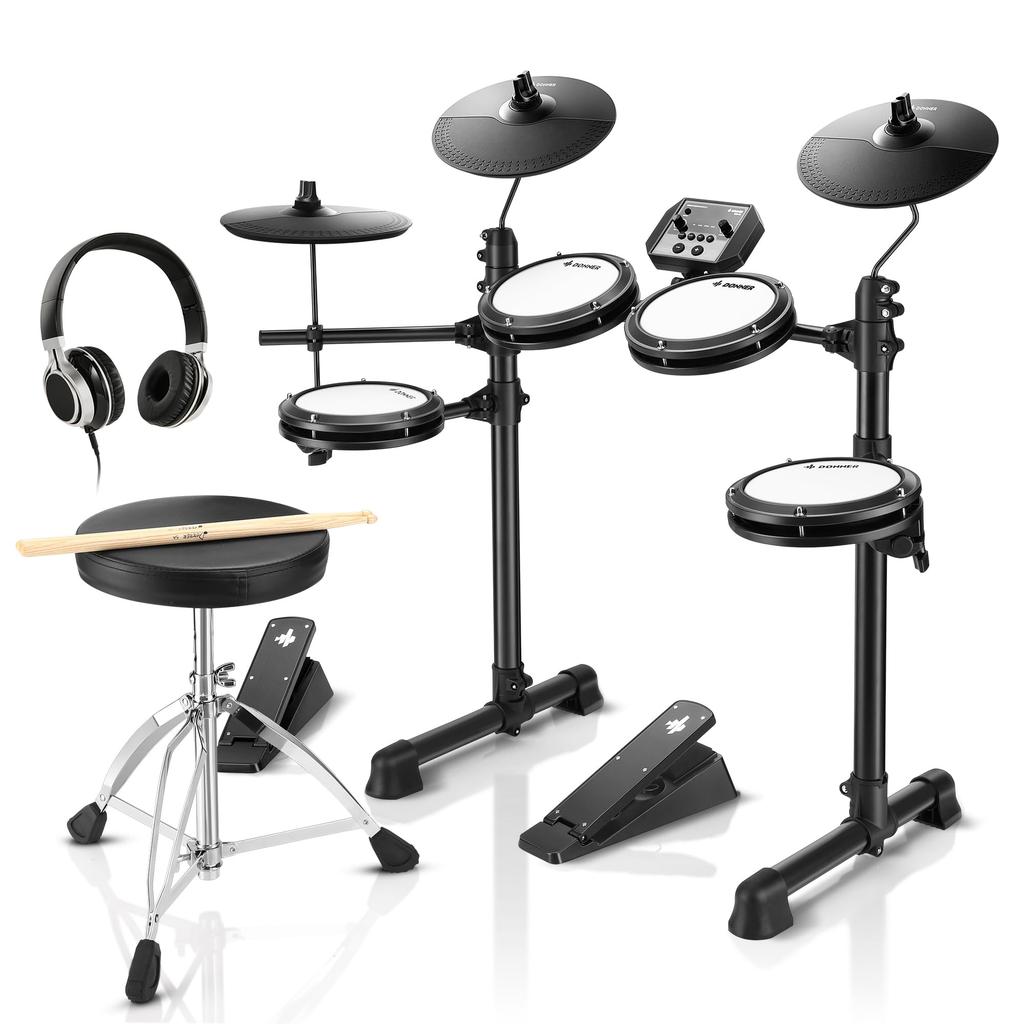 Donner Electronic Drum Home Small Drum Throne Audio Deluxe Mesh Kit New Japanese Manual 3 Set, Mesh, Practice, Foldable, Sticks,