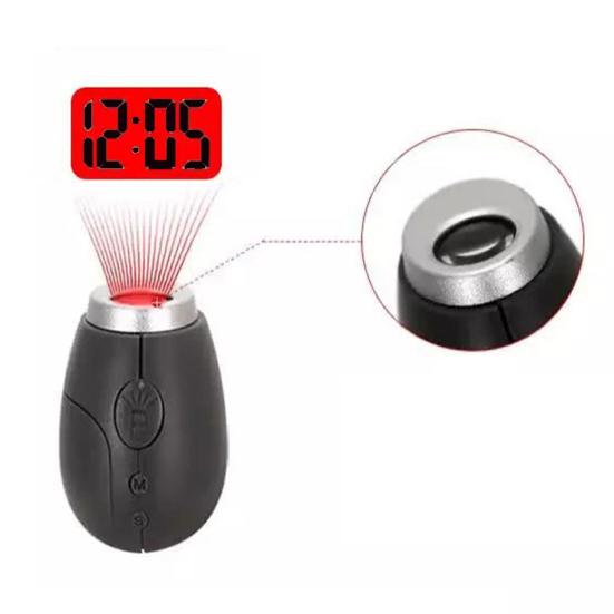 Portable Mini Digital Time Projection Clock LED Flashlight Torch with Lanyard