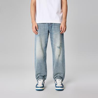 Новые весенне-летние джинсы Классические джинсы прямого кроя без микро-конуса с контрастной отделкой