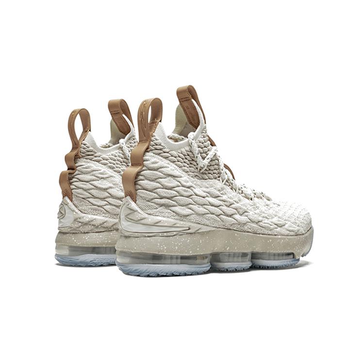 Nike LeBron 15 для школьников 'Ghost' (унисекс) Шнурки / Кожа Vachetta Tan-Sail Детские Баскетбольные Кроссовки 922811 200