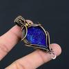 Лазурит Драгоценный камень Чистая медная проволока Обернутая ювелирная подвеска ручной работы