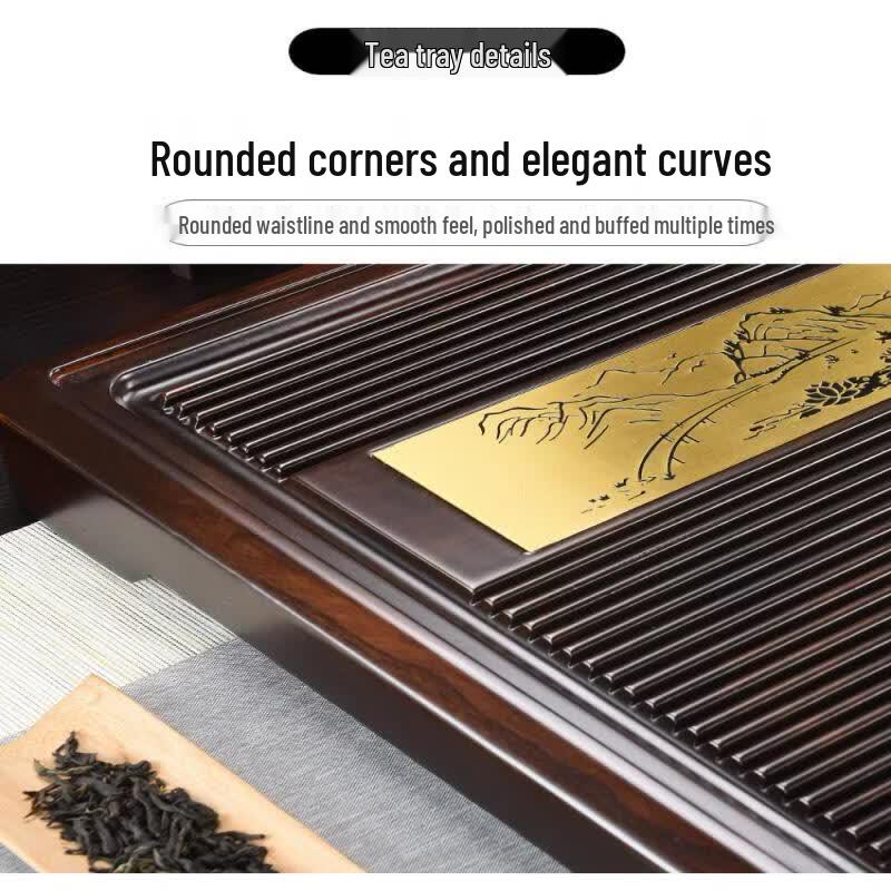 Yingtang Solid Black Ebony Automatic Tea Tray Set