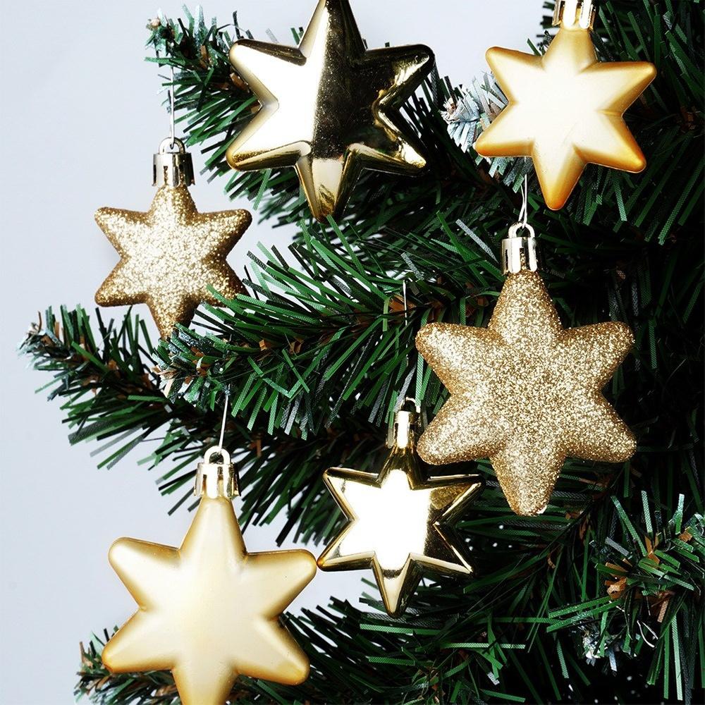 Shatterproof Christmas tree baubles, golden stars, 6/5 cm, 16 pcs.