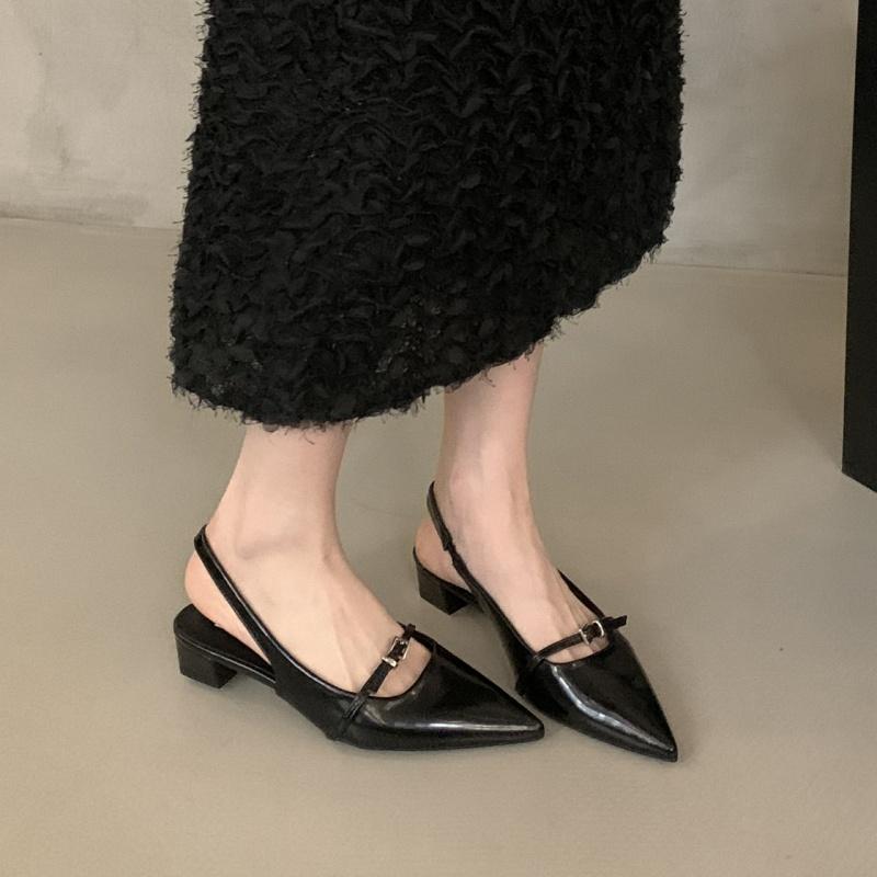 Мода Bailamos Женские Сандалии Мода Слингбэк Женские Мюли Туфли Лодочки Платье Туфли Острый Носок Элегантные Туфли на Низком Каблуке