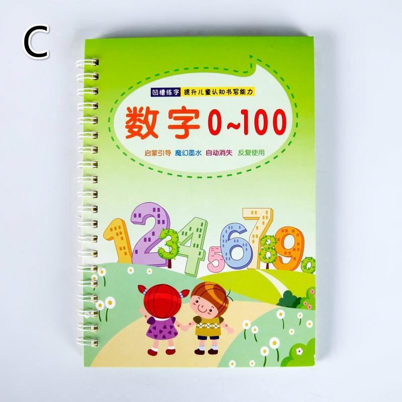 8 Pcs Multi-style Chinese and English Writing Practice Book Groove Copybook Calligraphy Supplies for Beginner Children Preschool Students