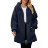 Women's Fashionable Coat Solid Color Long Sleeved Pocket Loose Hooded Zipper Plush  Jacket