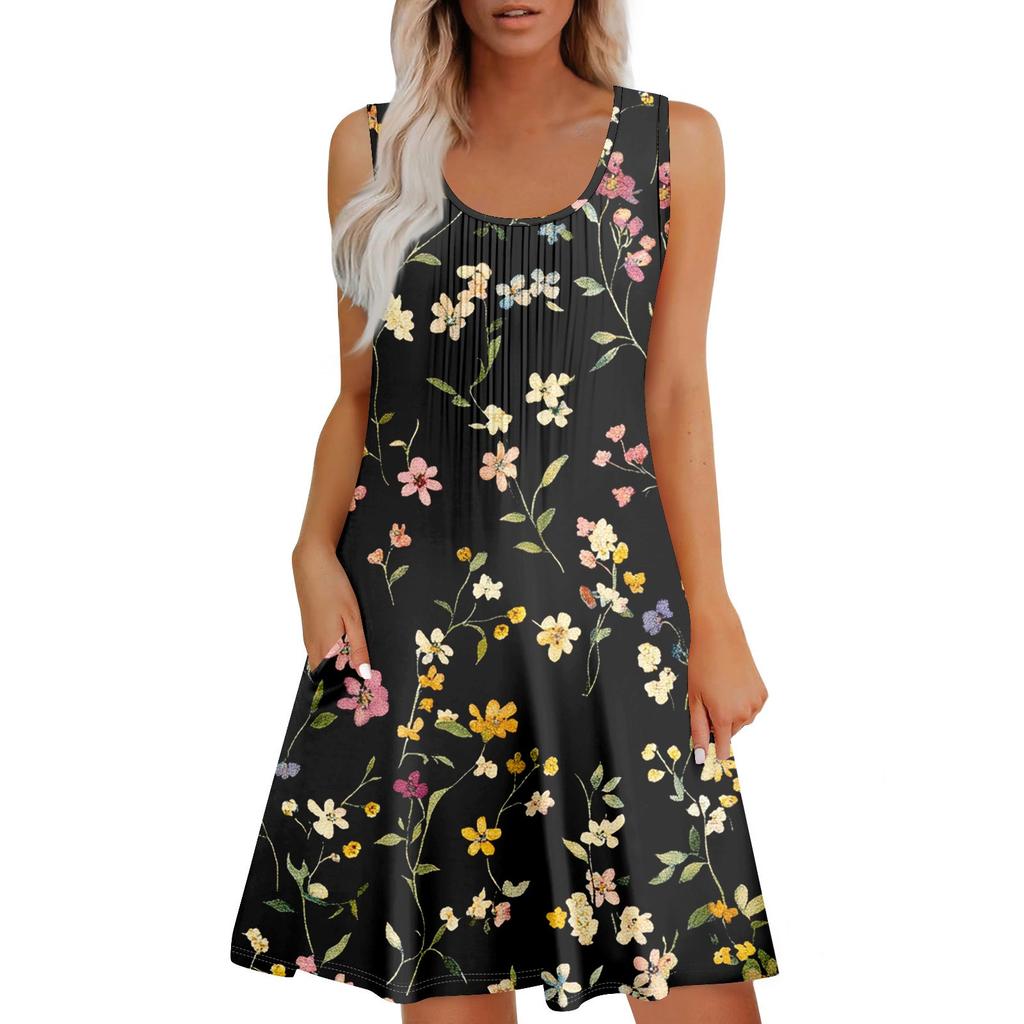 Женский повседневный сарафан с карманами, летнее пляжное платье в стиле бохо, праздничное платье для женщин, платья-майки