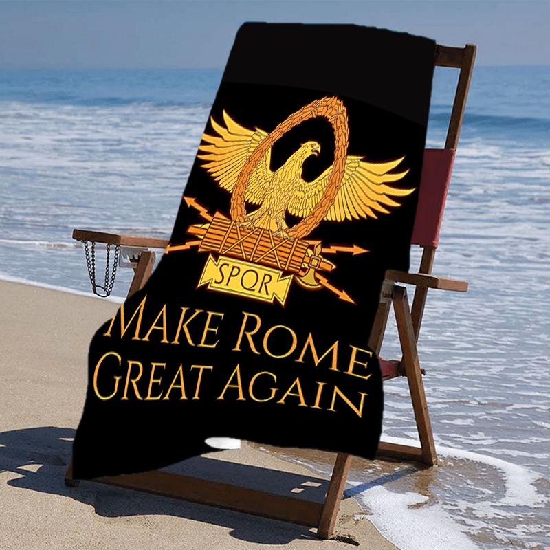 proof beach towel with a SPQR Roman Eagle1 pattern - soft,absorbent,quick-drying,machine washable - perfect for swimming,camping,bathing