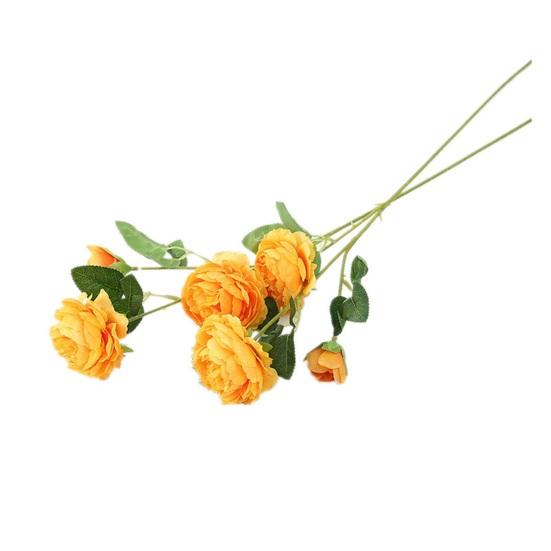 3 ветки, 2 большие головки, 1 маленький бутон. Искусственный пион. Реалистичные зеленые листья. Неувядшие листья. Центральная часть стола. Искусственный цветок. Свадебный декор.