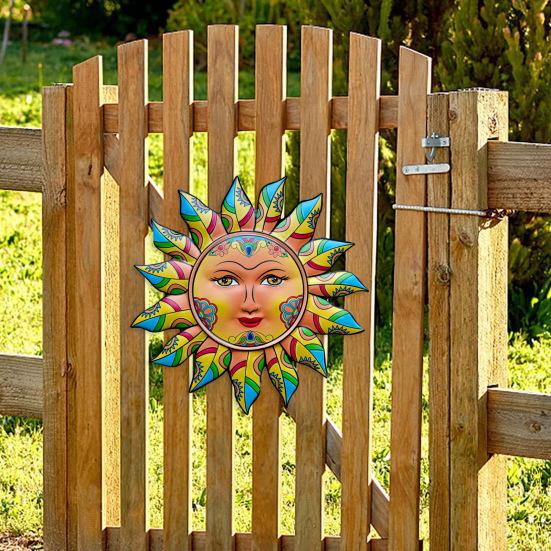 Iron Sun Wall Decor Sun Flower Wall Art Decoration Sun Face Ornament for Home Garden Farmhouse Living Room Bedroom