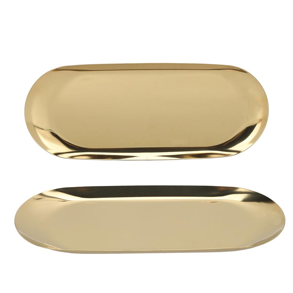Oval Jewelry Tray Mirror Reflection Vacuum Plating Oval Decorative Tray Glossy Edge Oval Nail
