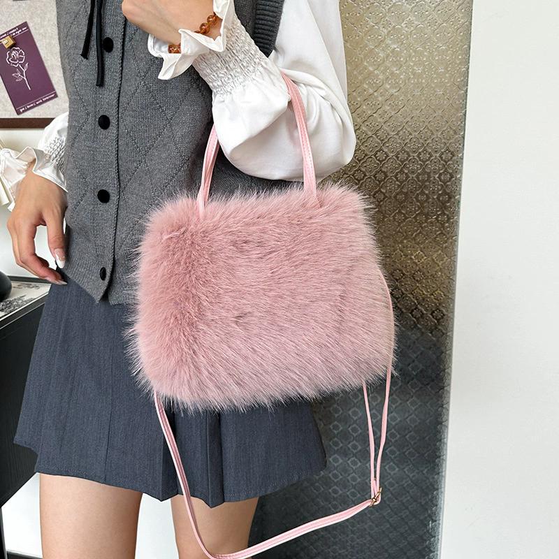 Autumn and Winter New Furry Bag Fur Crossbody Shoulder Strap Plush Bag Versatile Large Capacity Handbag for Women