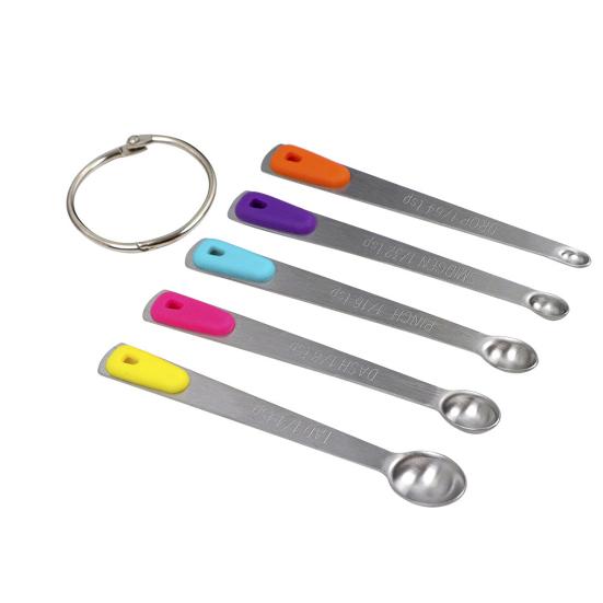5 шт./компл. мини-мерная ложка, цветная силиконовая нержавеющая сталь, длинная ручка, пищевая точная мерная ложка, кухонные гаджеты