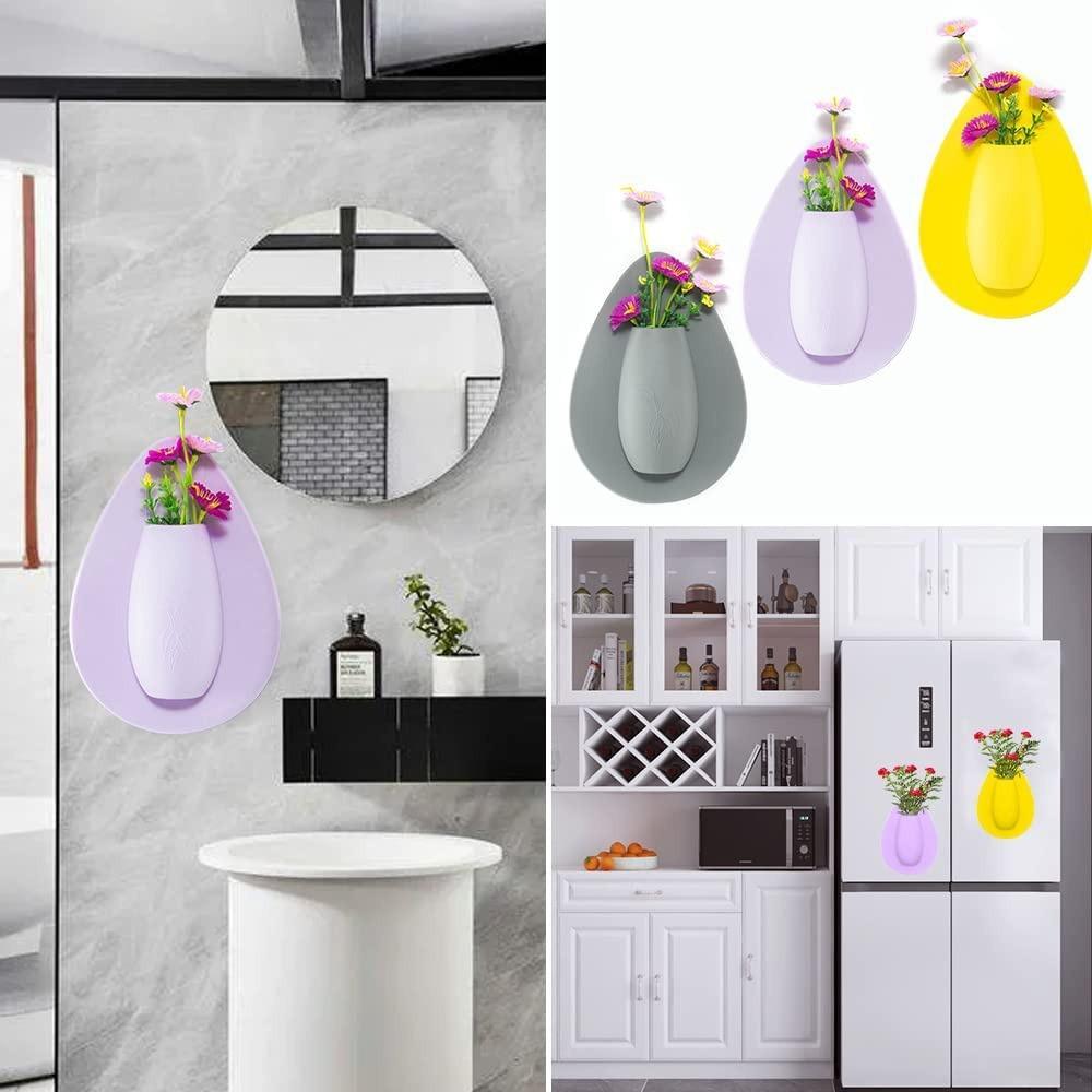 Silicone Flower Vase Self Adhesion Hydroponics Planter Vase Sticker Wall for Glass, Wall, Window, Party,Wedding,Festival,Home,Kitchen, Fridge Door