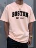 Летняя Унисекс 100% Хлопок Повседневная Модная Свободная Boston EST 1997 С Принтом Круглый Вырез Короткий Рукав Футболка Универсальный Топ
