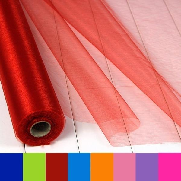 50cmx100m Roll Tulle Sheer Crystal Organza Roll Fabric White for Party Wedding Decoration Events Photocall Backdrop Props Stage Decor