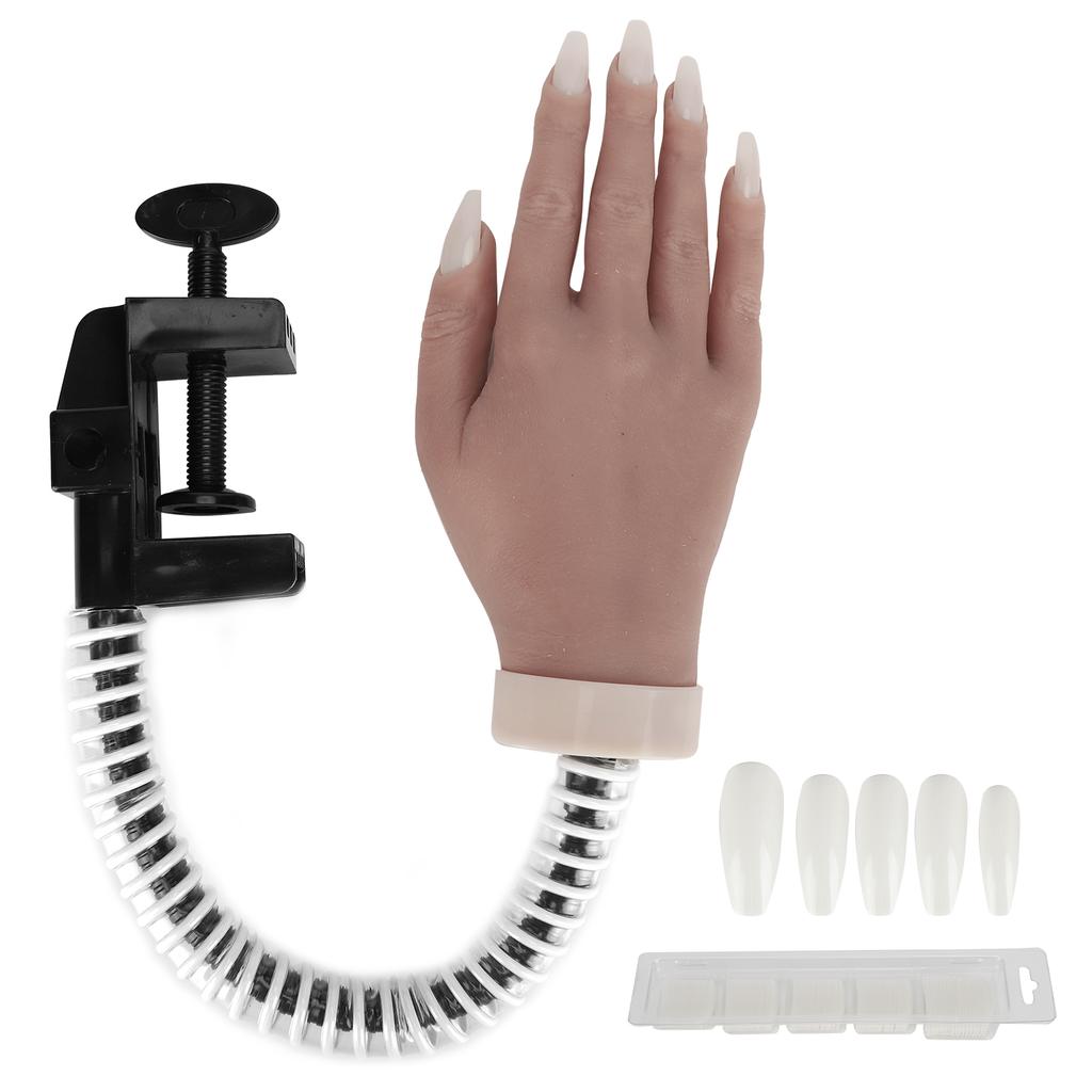 Nail Art Practice Hand Silicone Bendable Joints False Nail Tips Hand Mannequin for Nail Salon#03