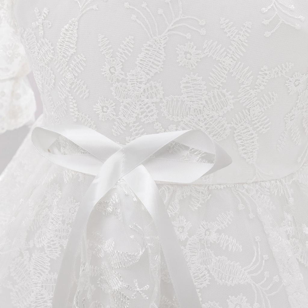 Кружевное детское крестильное платье в европейском и американском стиле с пышной юбкой и шапочкой