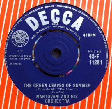 7-дюймовая пластинка MANTOVANI HIS ORCHESTRA Green Leaves Of Summer 45F11281 DECCA 1960 UK Джаз Б/у