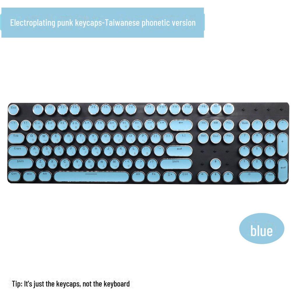 104-Key Retro Punk Mechanical Keyboard with Translucent Phonetic Keycaps