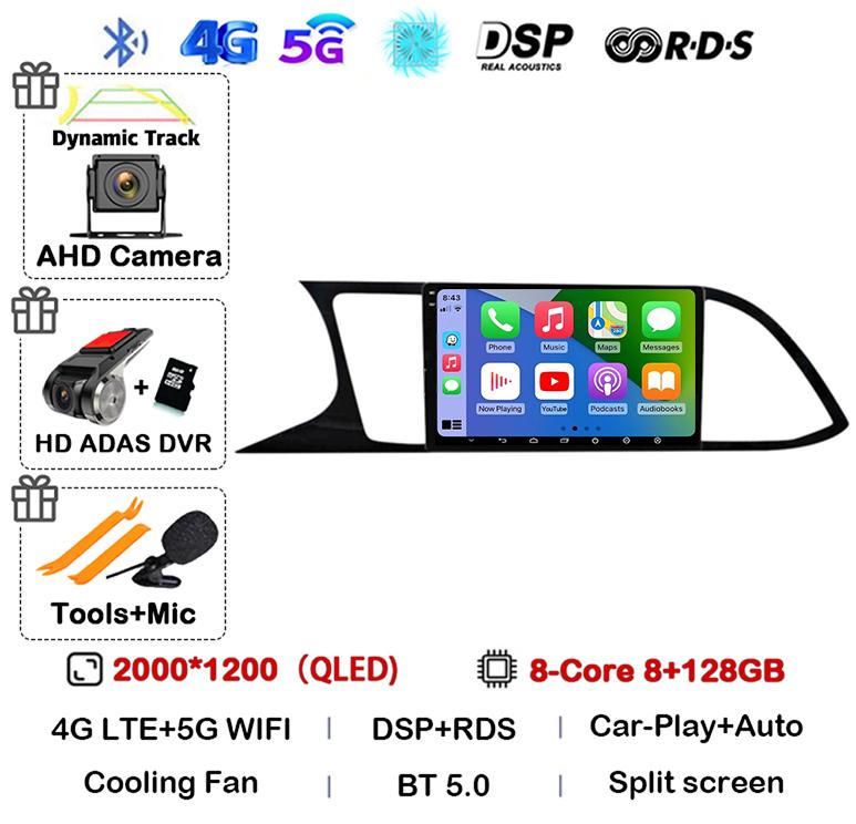 Android 14 WIFI+4G Carplay Auto для Seat Leon 3 MK3 2012-2020 Автомобильное радио GPS Мультимедиа Видеоплеер Стерео 360 Камера DSP Аудио