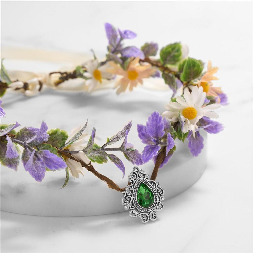 Косплей Фея Цветочная Корона Листьев Костюм на Хеллоуин Эльфийская Принцесса Тиара Лесная Цветочная Повязка На Голову