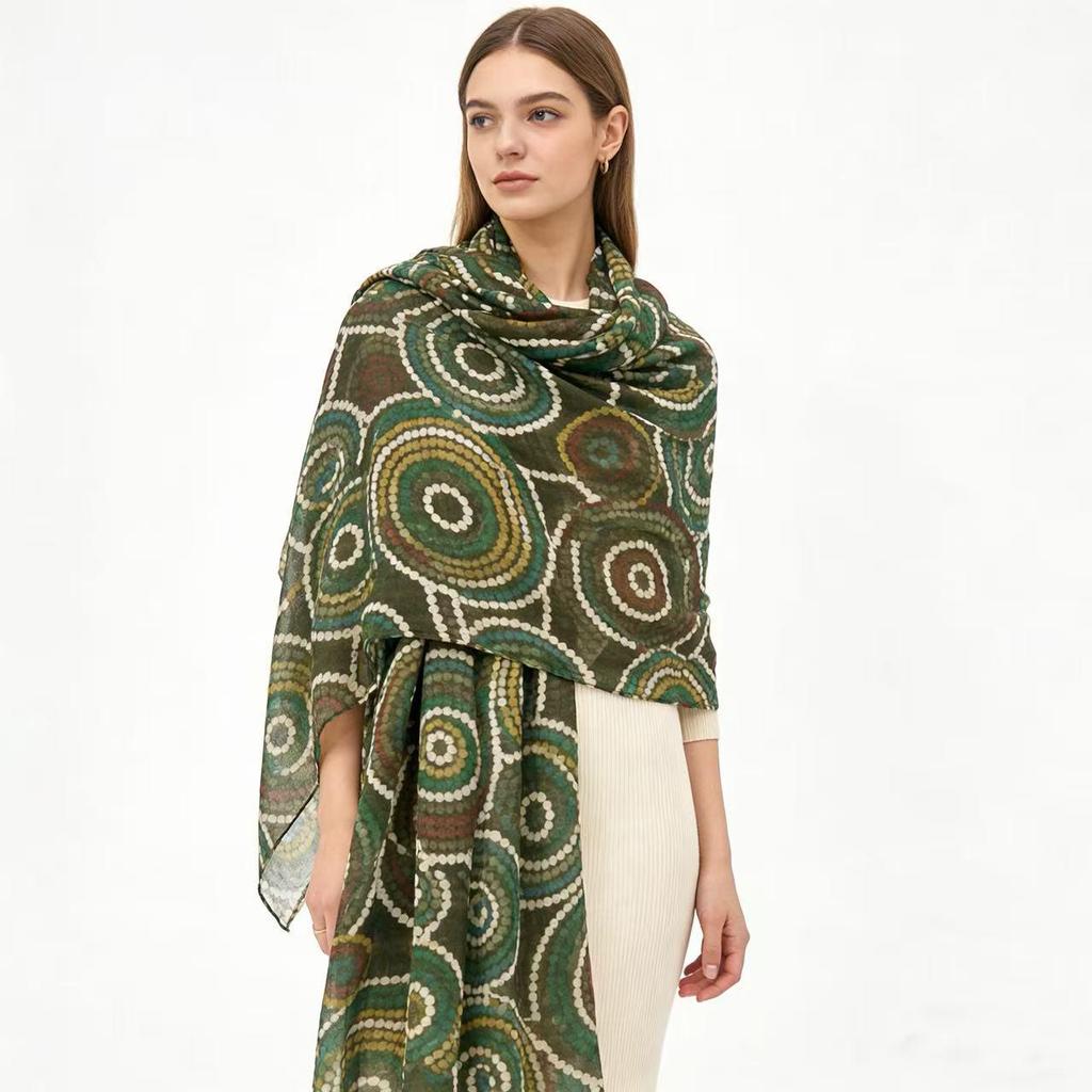 Женский oversized шарф с корейским хлопковым принтом: Модное пляжное полотенце и шелковый шарф, двойное использование для защиты от солнца