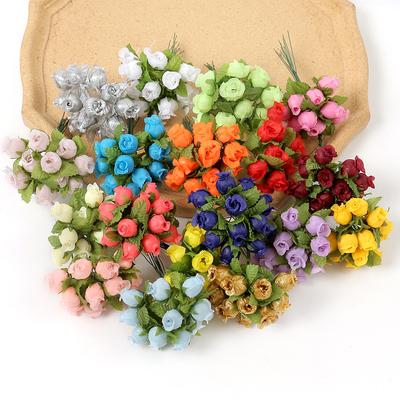 12 шт./лот мини искусственные цветы розы букет шелковые искусственные цветы для домашнего декора свадебные украшения ремесленный венок подарочные аксессуары 