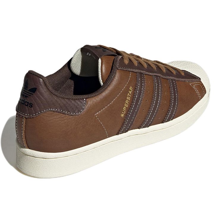Adidas Originals Superstar Leather Classic Casual Shock Absorbing Durable Low Top Sneakers Unisex Sneakers Dark-Brown GW4438