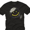 Men’s Graffiti T-Shirt with Astronaut Print, Moon Smile Design, Positive Streetwear Graphic Tee for Men & Teens, Black, Blue, Green, Grey