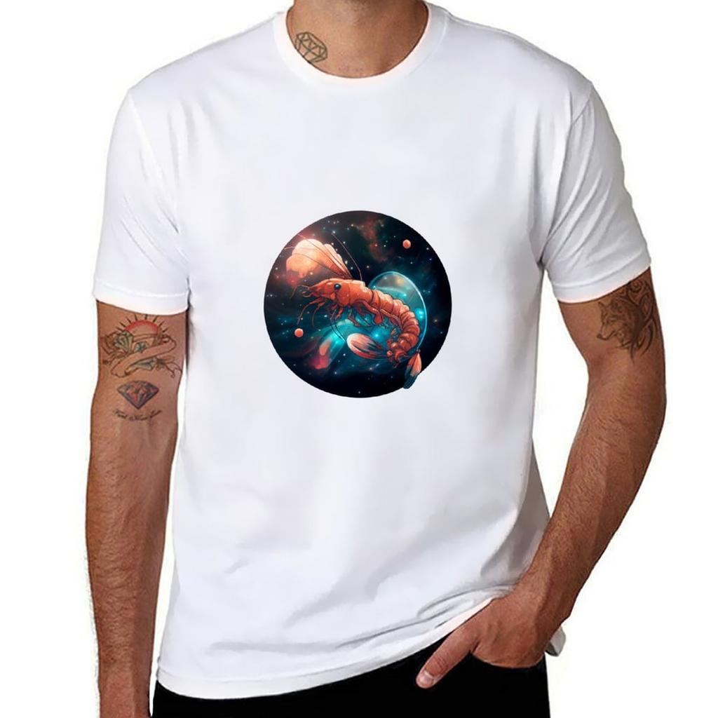 Magical Shrimp In Space Tshirt Basic Plain Tee For Spring And Summer