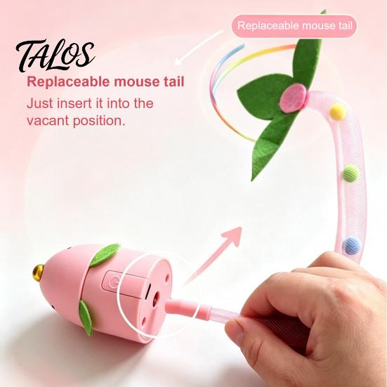 Pet Exercise Toy Automatic Rolling Mouse Cat Toy, Interactive with Catnip Compartment, Mesh Teaser for Indoor Cats Tube Tail, Touch Activated Kittens