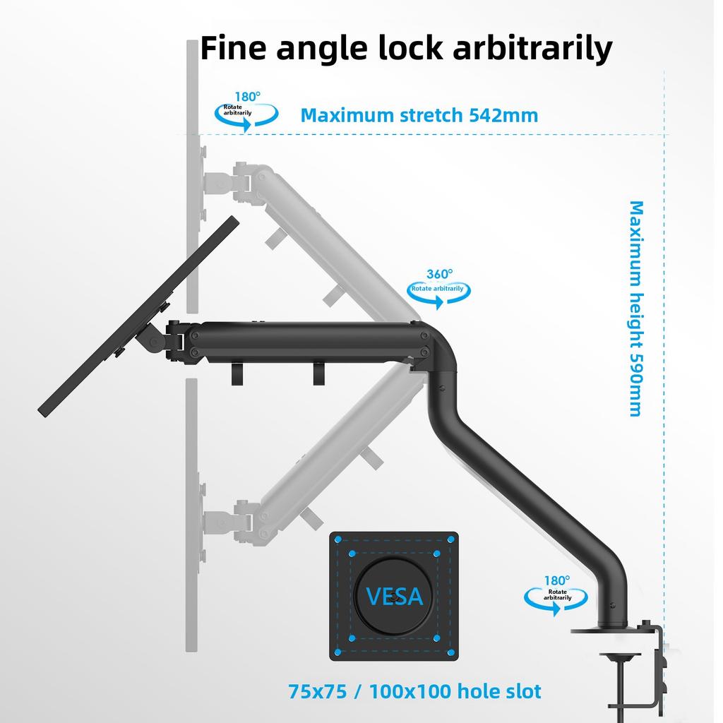 Lifting Display Robot Arm 17 To 32 Inch Telescopic Cooling Desktop Computer Monitor Bracket