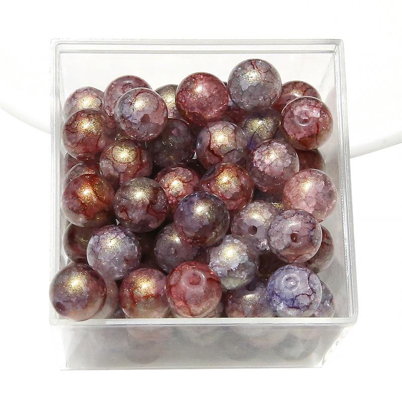 10 мм стеклянные бусины-попки Halo Inside Broken Round Бусины из глазури Ретро-бисер ручной работы Diy Ice Crack Jewelry Бусины-попки для изготовления ювелирных изделий
