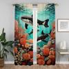 Marine Animal World Blackout Curtain for Room 2 Panel Elegant Room Curtains Partition Halloween Decoration Shades Living Kitchen