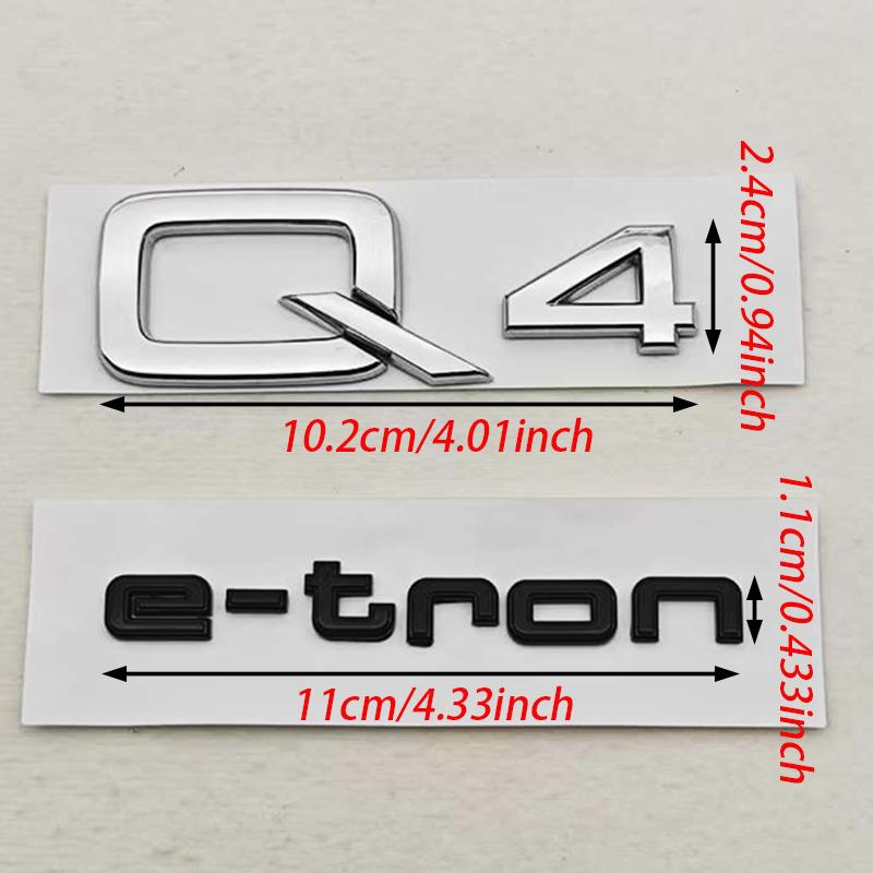 NEW 3D ABS Car Letters Logo Q4 e-tron Badge Rear Trunk Fender Side Emblem For 4UYEF Q4 e-tron Q6 Auto Tail Marking Accessories