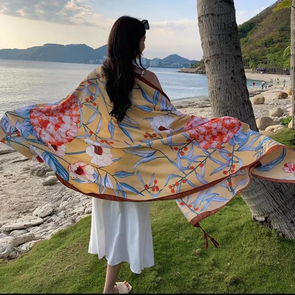 90x180cm Bikini Large Shawl Bohemian Flower Hijab Shawl New Hijab Scarf Summer
