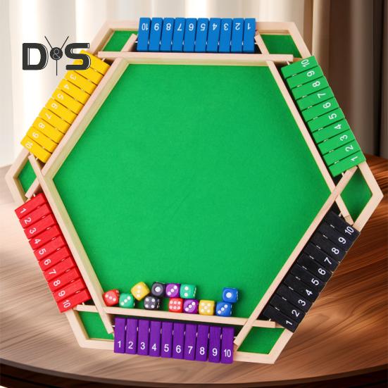 Shut The Box Board Game with 12 Dice Educational Dice Strategy Game 2-6 Players Kids Adults Family Night Party Interactive Wooden Close The Box Toy