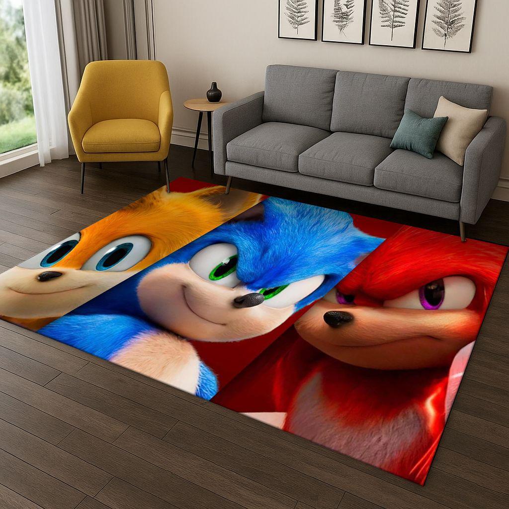 3D ковер-игровой коврик с мультяшным персонажем S-Sonic для спальни, гостиной, дивана, придверный коврик, декор для дома, коврик для детской игровой зоны, нескользящий, Рождественский подарок