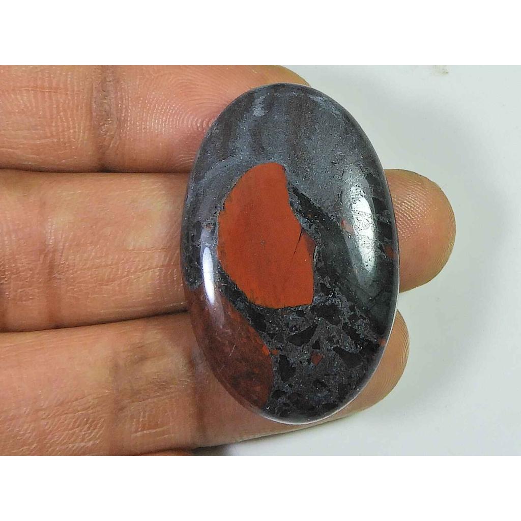 Natural Bloodstone Palm Crytsal 38Cts. Oval Cabochon Loose Gemstone 22X35MM SK-2612