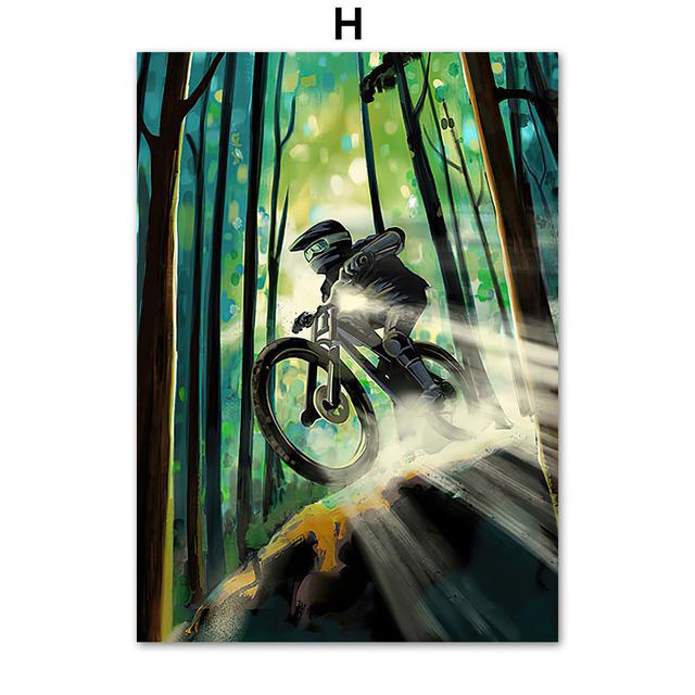 Винтажные постеры и принты, спортивный велосипед, езда на велосипеде, настенная живопись на холсте, настенные картины в скандинавском стиле для мальчика, декор для спальни, гостиной, без рамки