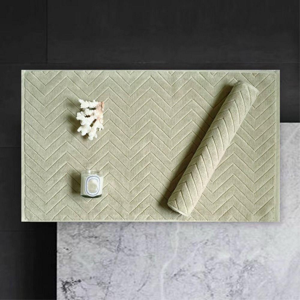 3D Cotton Bathroom Mat Jacquard Feet Towel Yoga Mat Wave Stripe Floor Towel SPA