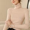 Autumn Winter Solid Color Turtleneck Bottomed Knitting Pullover Top Women Casual Fashion All-match Slim Sweater